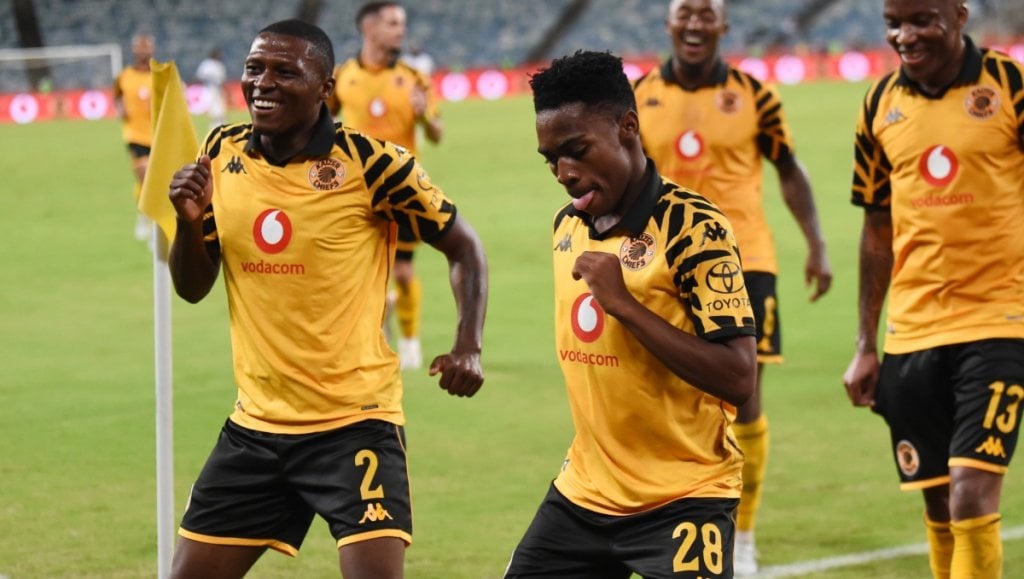 Mfundo Vilakazi of Kaizer Chiefs celebrates goal with team mates during the Betway Premiership 2025/26 match between Kaizer Chiefs and Magesi FC at Moses Mabhida Stadium, in Durban on 21 March 2026 ©Phakamisa Lensman/Backpagepix