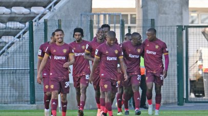 Stellenbosch FC players celebrate a goal scored by Tshegofatso Mabasa of Stellenbosch FC during the Betway Premiership 2025/26 game between Stellenbosch FC and Chippa United at Athlone Stadium in Cape Town on 21 March 2026 © Ryan Wilkisky/BackpagePix