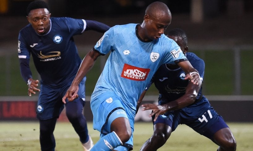Samkelo Maseko of Durban City during the Betway Premiership 2025/26 match between Durban City FC and Richards Bay at Chatsworth Stadium, in Durban on 22 March 2026 ©Phakamisa Lensman/Backpagepix