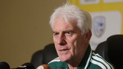 Hugo Broos, coach of South Africa during the Bafana Bafana press conference at Southern Sun Hotel in Pretoria on 23 March 2026 ©Samuel ShivambuBackpagePix