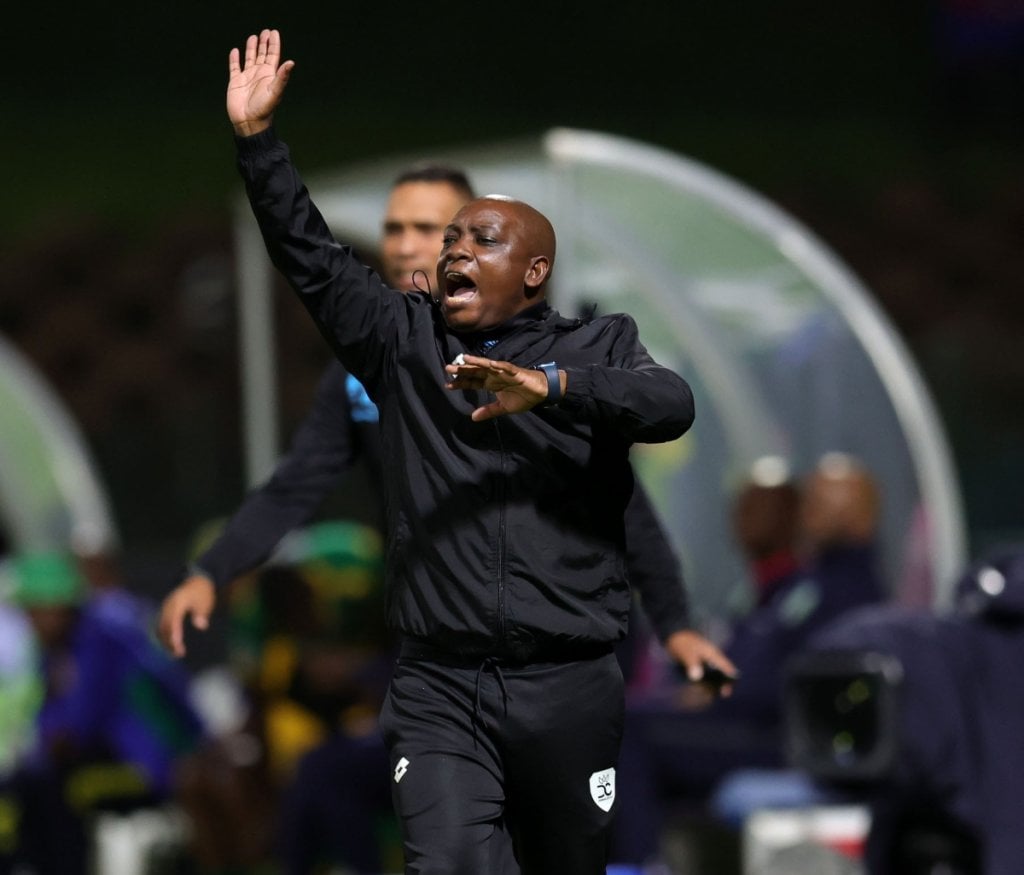 Pitso Dladla,, head coach of Durban City reacts during the Nedbank Cup 2026 quarterfinal match between Golden Arrows and Durban City at King Zwelithini Stadium in Durban on 08 March 2026 ©Samuel ShivambuBackpagePix