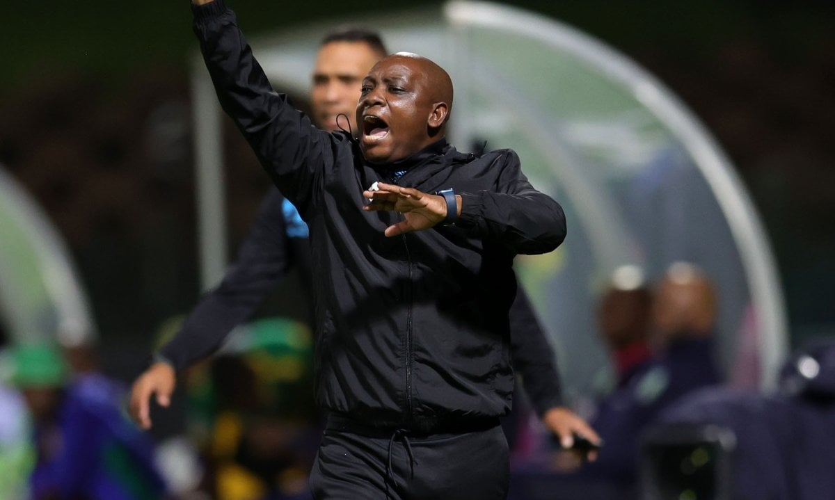 Pitso Dladla,, head coach of Durban City reacts during the Nedbank Cup 2026 quarterfinal match between Golden Arrows and Durban City at King Zwelithini Stadium in Durban on 08 March 2026 ©Samuel ShivambuBackpagePix