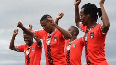 Tshepo Pakora of TS Galaxy celebrates goal with team mates during the 2026 Nedbank Cup Quarterfinal match between TS Galaxy and Jacksa Spears at Solomon Mahlangu Stadium, in Kwa Mhlanga on 08 March 2026 ©Phakamisa Lensman/BackpagePix