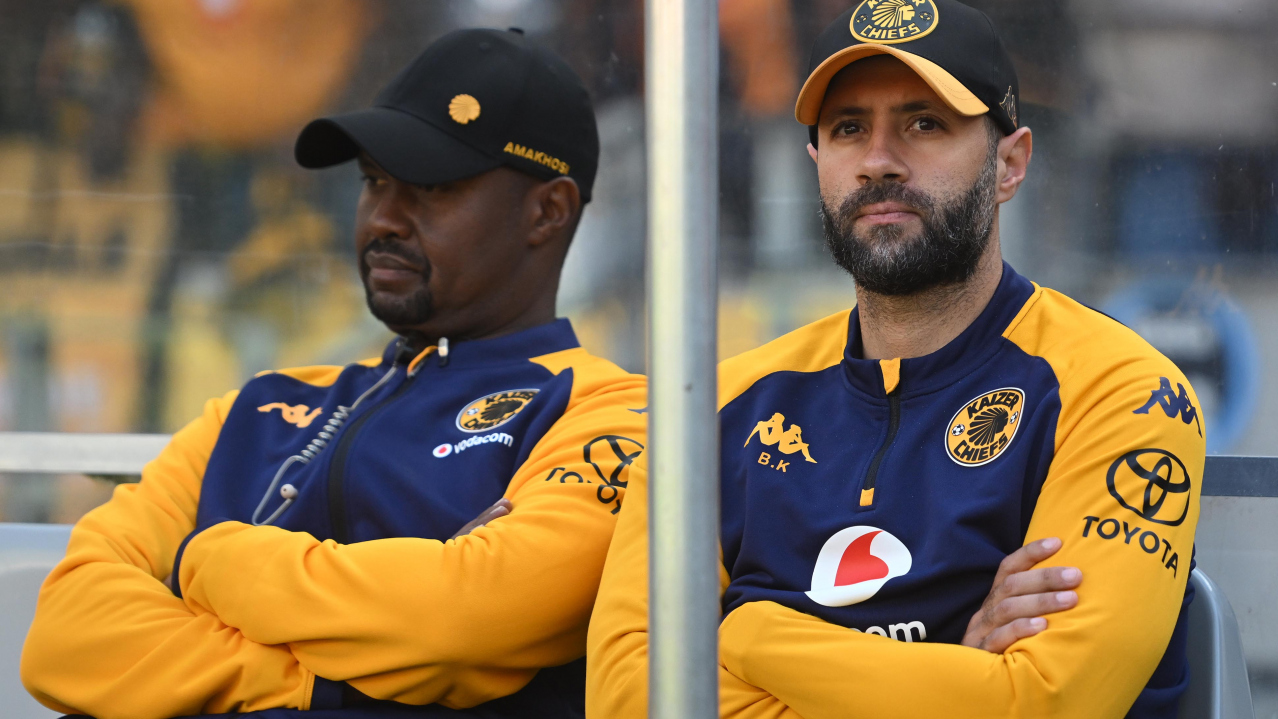 Co head coaches of Kaizer Chiefs Cedric Kaze and Khalil Ben Youssef during the 2025 Carling Knockout Cup last 16 game between Stellenbosch FC and Kaizer Chiefs at Cape Town Stadium in South Africa on 5 October 2025 © Ryan Wilkisky/BackpagePix
