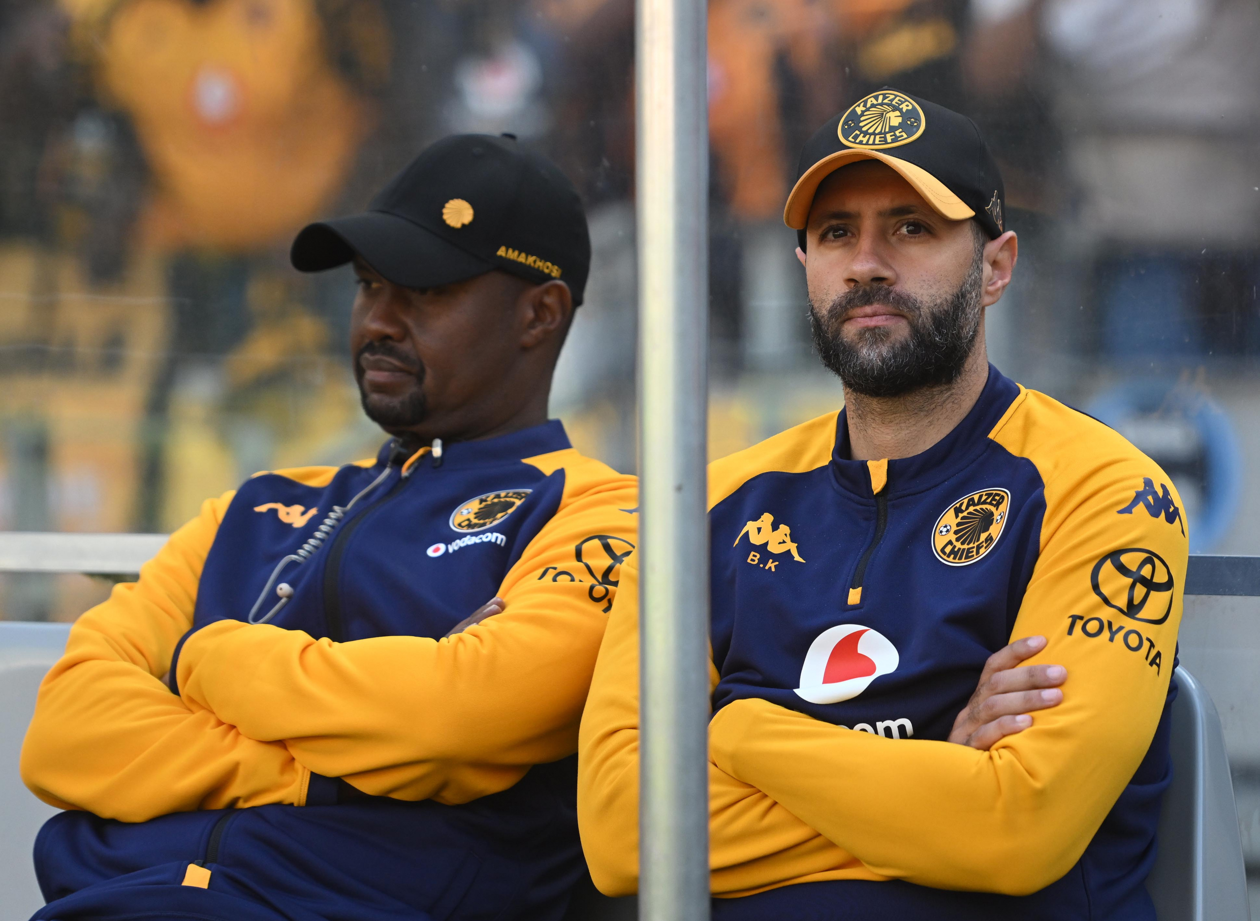 Co head coaches of Kaizer Chiefs Cedric Kaze and Khalil Ben Youssef during the 2025 Carling Knockout Cup last 16 game between Stellenbosch FC and Kaizer Chiefs at Cape Town Stadium in South Africa on 5 October 2025 © Ryan Wilkisky/BackpagePix