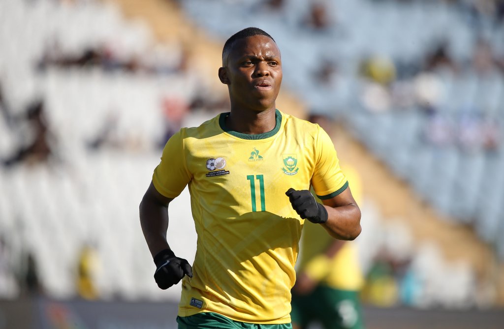 Mohau Nkota of South Africa during the 2025 International Friendly match between South Africa and Ghana at Dobsonville Stadium in Soweto 16 December 2025 ©Zamani Makautsi/BackpagePix