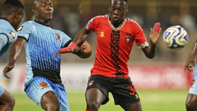 Siphamandla Ngwenya of TS Galaxy challenged by Bulelani Nikani of Polokwane City during the Betway Premiership 2025/26 match between TS Galaxy and Polokwane City at the Solomon Mahlangu Stadium, KwaMhlanga on the 08 April 2026 ©Muzi Ntombela/BackpagePix