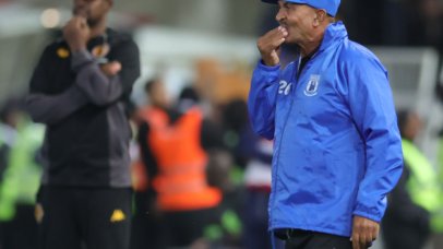 Allan Freese, coach of Magesi FC reacts during the Betway Premiership 2025/26 match between Magesi FC and Kaizer Chiefs at New Peter Mokaba Stadium in Polokwane on 15 April 2026 ©Samuel ShivambuBackpagePix