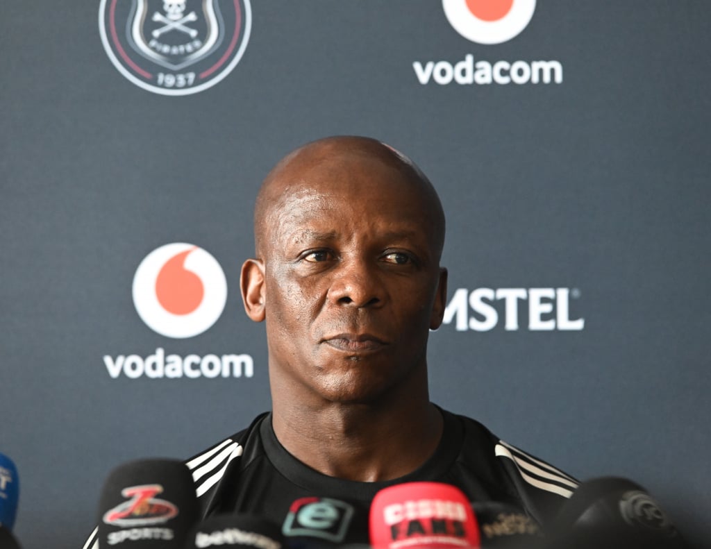 Mandla Ncikazi Assistant coach of Orlando Pirates during the Orlando Pirates Press Conference at Rand Stadium on the 21 April 2026 in Johannesburg ©Sydney Mahlangu BackpagePix