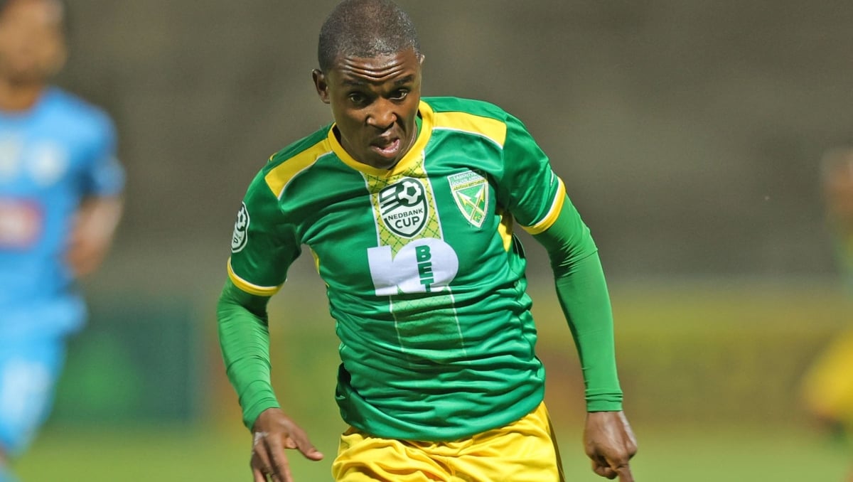 Siyanda Ndlovu of Golden Arrows during the Nedbank Cup 2026 quarterfinal match between Golden Arrows and Durban City at King Zwelithini Stadium in Durban on 08 March 2026 ©Samuel ShivambuBackpagePix
