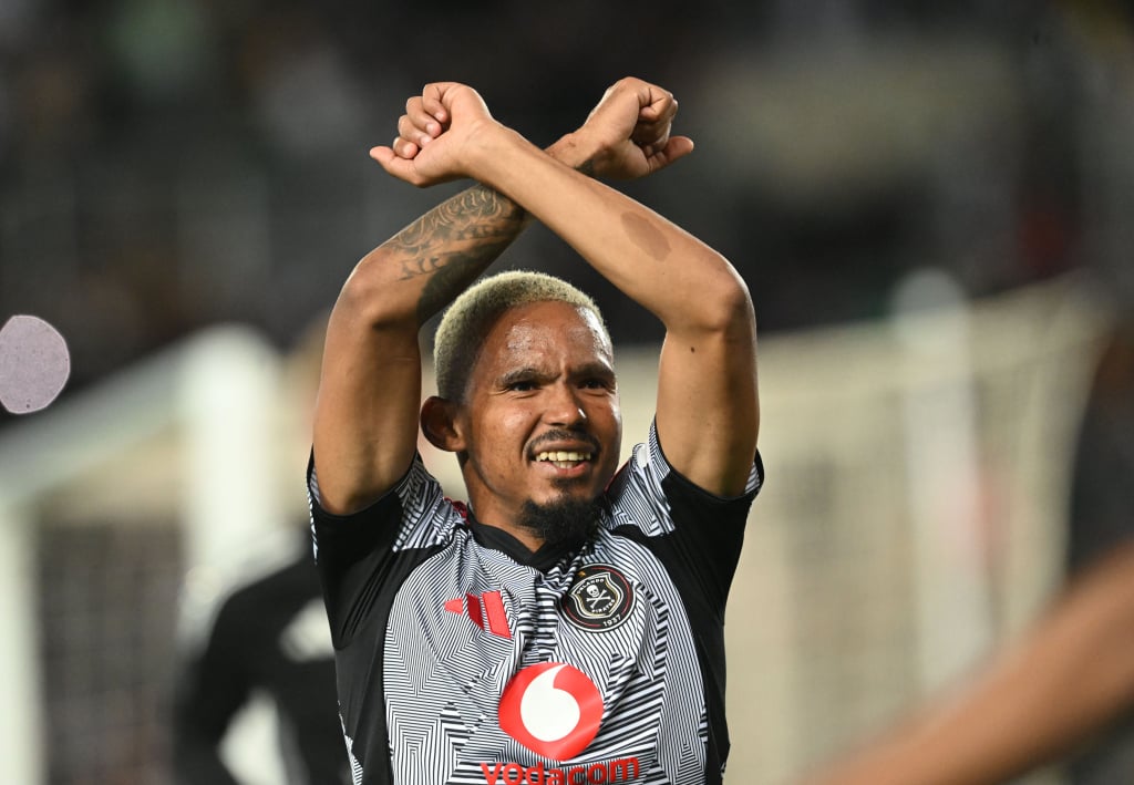 Oswin Appollis of Orlando Pirates celebrates goal during the Betway Premiership 2025/26 match between Magesi FC and Orlando Pirates at Peter Mokaba Stadium on the 09 May 2026 in Polokwane ©Sydney Mahlangu BackpagePix