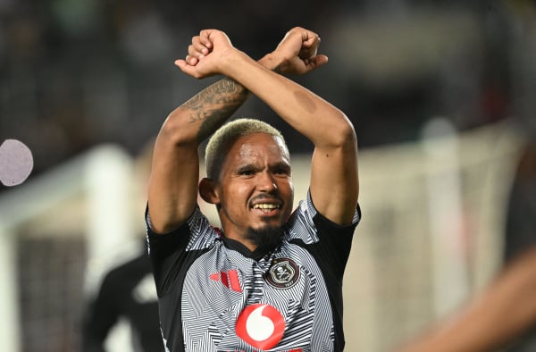 Oswin Appollis of Orlando Pirates celebrates goal during the Betway Premiership 2025/26 match between Magesi FC and Orlando Pirates at Peter Mokaba Stadium on the 09 May 2026 in Polokwane ©Sydney Mahlangu BackpagePix