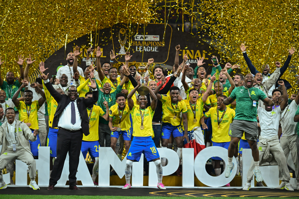 Mamelodi Sundowns Sundowns, CAF Champions League winners during the CAF Champions League 2025/26 2nd leg final match between AS FAR and Mamelodi Sundowns at Prince Moulay Abdellah Stadium in Rabat, Morocco on 24 May 2026 ©Nabil Ramdani/BackpagePix