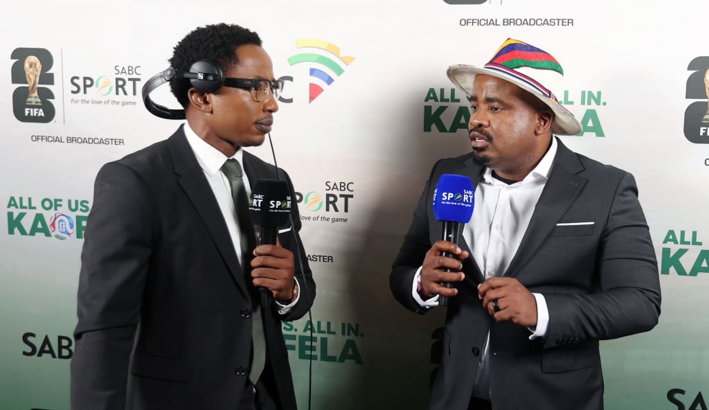 Andile Mncube with Tim Sukazi during the 2026 FIFA World Cup South Africa Team Announcement and Send Off at Sefako M Makgatho Presidential Guesthouse, Pretoria on the 27 May 2026 ©Muzi Ntombela/BackpagePix