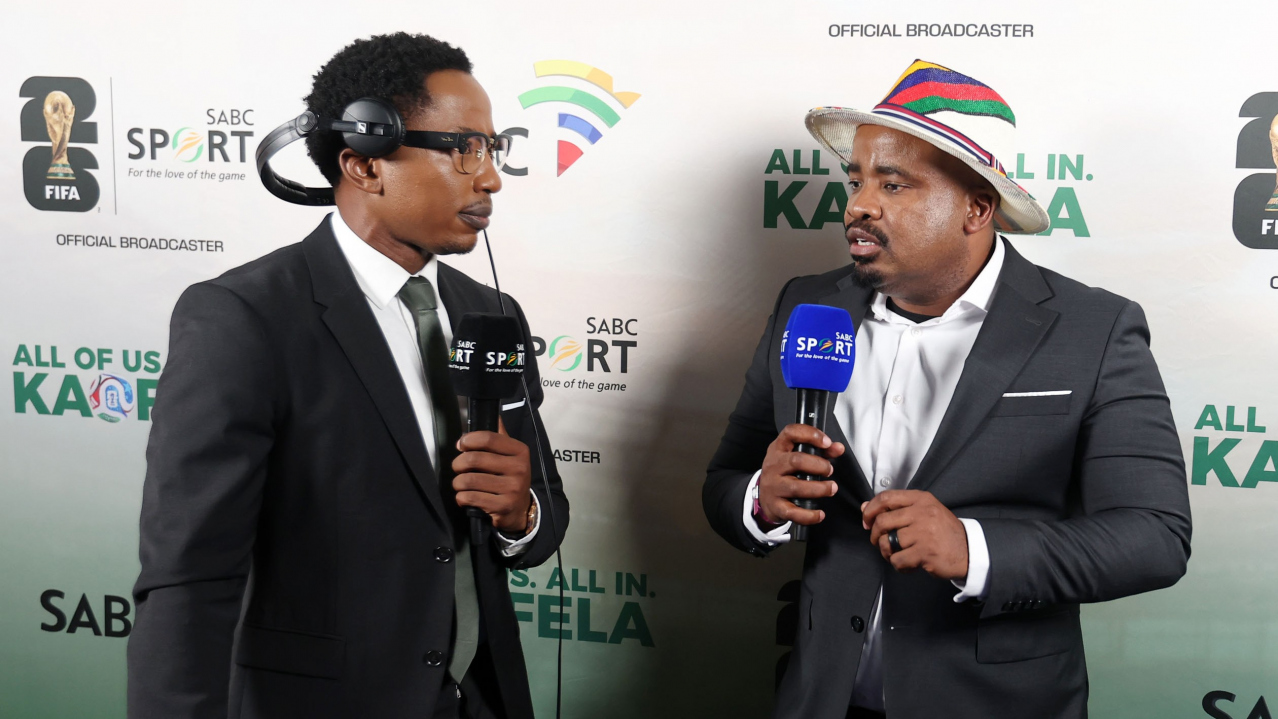 Andile Mncube with Tim Sukazi during the 2026 FIFA World Cup South Africa Team Announcement and Send Off at Sefako M Makgatho Presidential Guesthouse, Pretoria on the 27 May 2026 ©Muzi Ntombela/BackpagePix