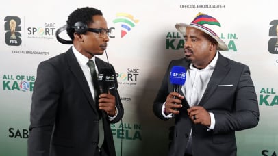 Andile Mncube with Tim Sukazi during the 2026 FIFA World Cup South Africa Team Announcement and Send Off at Sefako M Makgatho Presidential Guesthouse, Pretoria on the 27 May 2026 ©Muzi Ntombela/BackpagePix