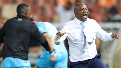 Pitso Dladla,, head coach of Durban City celebrates victory during the 2026 Nedbank Cup final match between Durban City and TS Galaxy at Peter Mokaba Stadium in Polokwane on 02 May 2026 ©Samuel ShivambuBackpagePix
