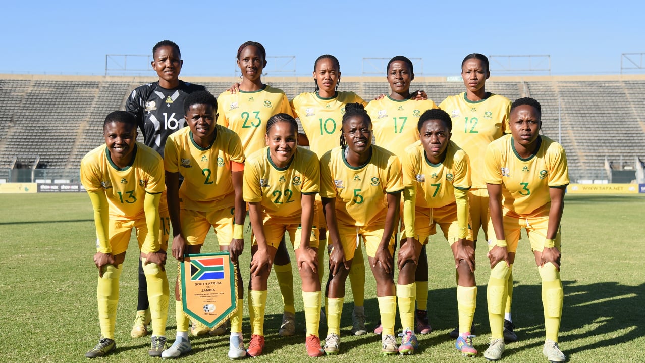 Banyana Banyana team picture during the 2025 Three Nations Challenge match between South Africa and Zambia at Lucas Moripe Stadium in Pretoria on 3 June 2025 ©Nokwanda Zondi/BackpagePix