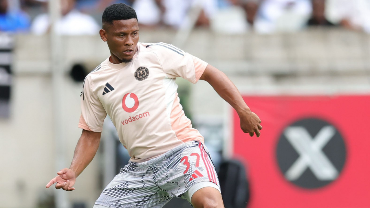 Thabiso Lebitso of Orlando Pirates warming up during the Betway Premiership 2025/26 match between Orlando Pirates and TS Galaxy at Mbombela Stadiumn in Nelspruit on 22 March 2026 ©Samuel ShivambuBackpagePix