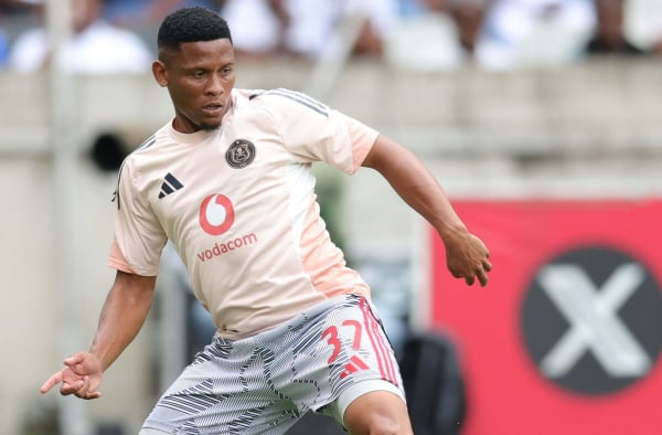 Thabiso Lebitso of Orlando Pirates warming up during the Betway Premiership 2025/26 match between Orlando Pirates and TS Galaxy at Mbombela Stadiumn in Nelspruit on 22 March 2026 ©Samuel ShivambuBackpagePix